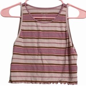 American Eagle Cropped Tank Top.Size Medium Pale Pink and Brown striped colors